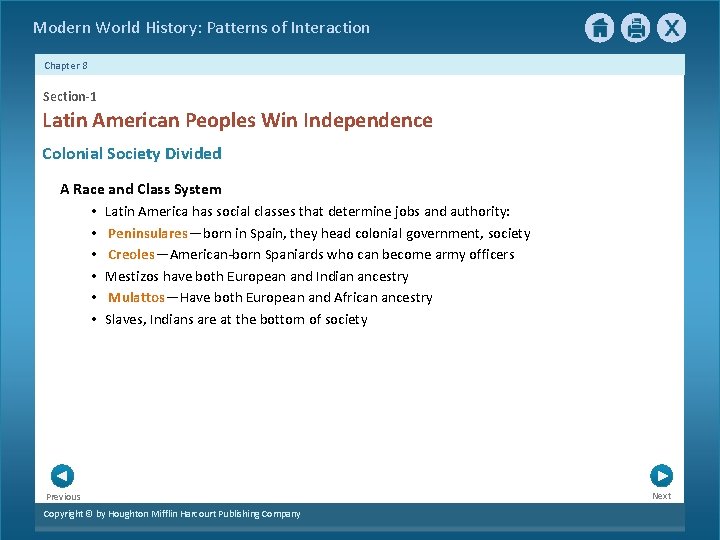 Modern World History: Patterns of Interaction Chapter 8 Section-1 Latin American Peoples Win Independence