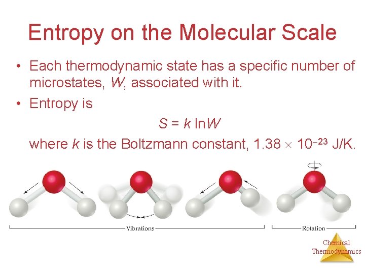 Entropy on the Molecular Scale • Each thermodynamic state has a specific number of