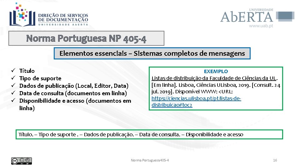 Norma Portuguesa NP 405 -4 Elementos essenciais – Sistemas completos de mensagens ü ü