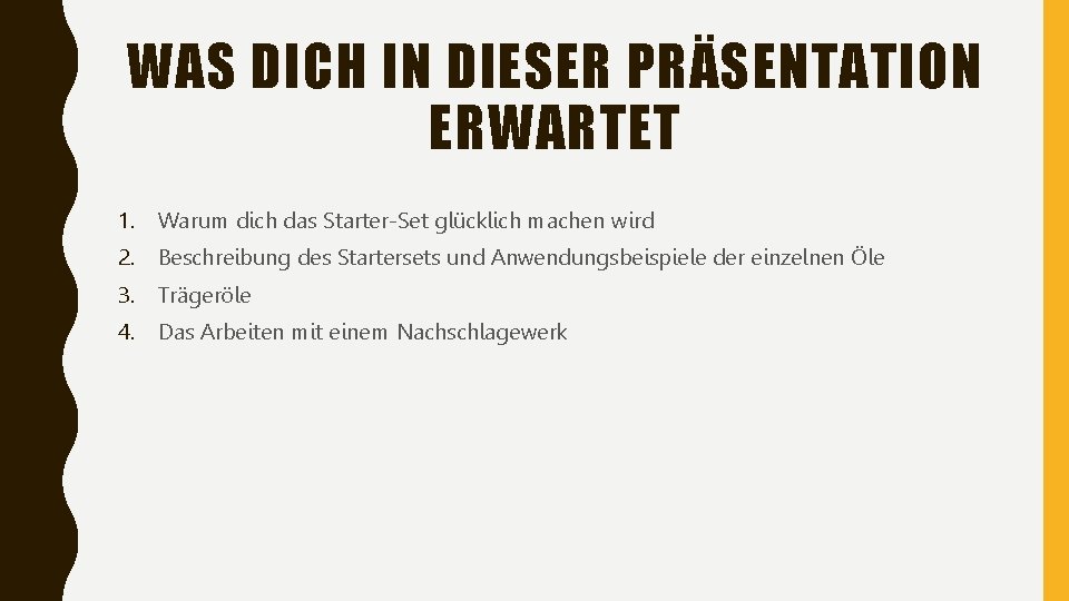 WAS DICH IN DIESER PRÄSENTATION ERWARTET 1. Warum dich das Starter-Set glücklich machen wird