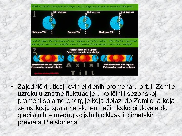  • Zajednički uticaji ovih cikličnih promena u orbiti Zemlje uzrokuju znatne fluktuacije u