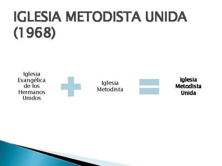 IGLESIA METODISTA UNIDA (1968) Iglesia Evangélica de los Hermanos Unidos Iglesia Metodista Unida 