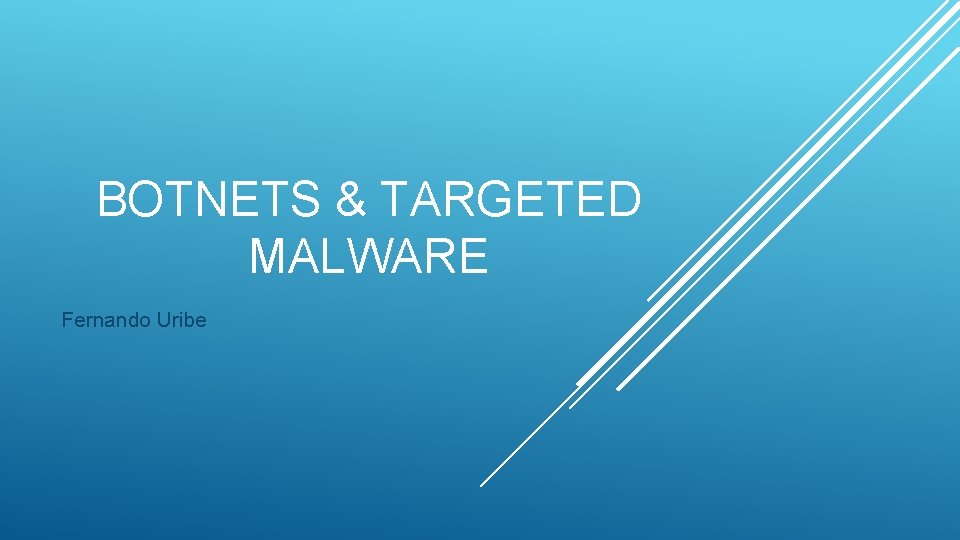 BOTNETS & TARGETED MALWARE Fernando Uribe 