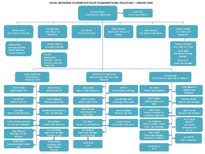 ROYAL BERKSHIRE FOUNDATION TRUST ORGANISATIONAL STRUCTURE – URGENT CARE Dr Susan Edees Group Director