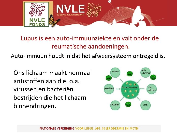 Lupus is een auto-immuunziekte en valt onder de reumatische aandoeningen. Auto-immuun houdt in dat