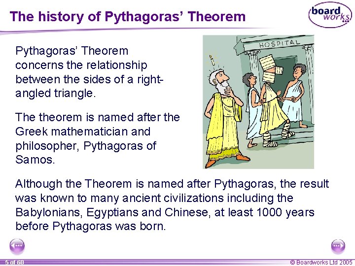 The history of Pythagoras’ Theorem concerns the relationship between the sides of a rightangled The history of Pythagoras’ Theorem concerns the relationship between the sides of a rightangled