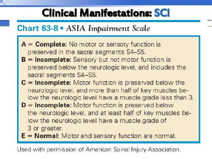 Clinical Manifestations: SCI Copyright © 2010 Wolters Kluwer Health | Lippincott Williams & Wilkins Clinical Manifestations: SCI Copyright © 2010 Wolters Kluwer Health | Lippincott Williams & Wilkins