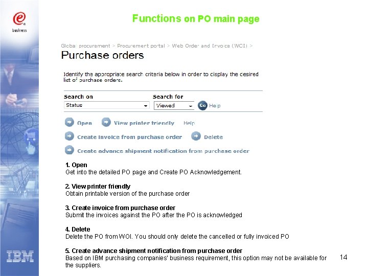 Functions on PO main page 1. Open Get into the detailed PO page and