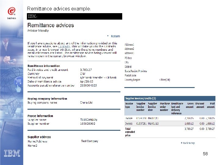 Remittance advices example: 58 