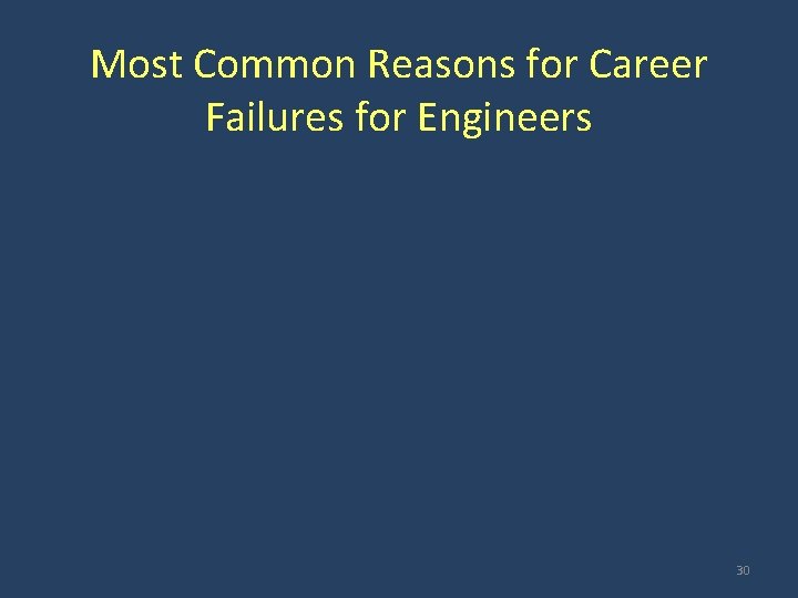 Most Common Reasons for Career Failures for Engineers 30 