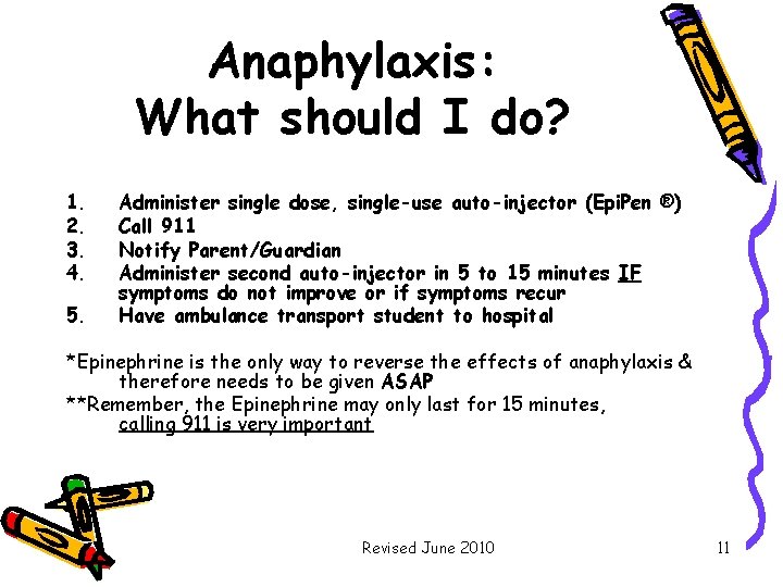 Anaphylaxis: What should I do? 1. 2. 3. 4. 5. Administer single dose, single-use