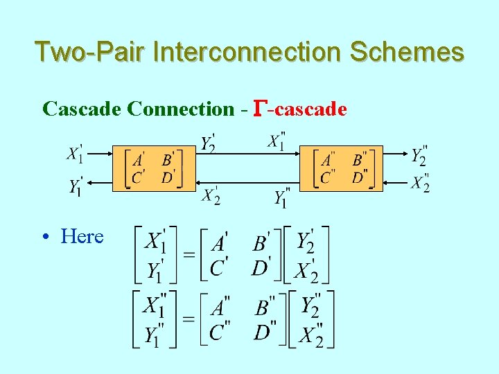 Two-Pair Interconnection Schemes Cascade Connection - G-cascade - • Here - - - 