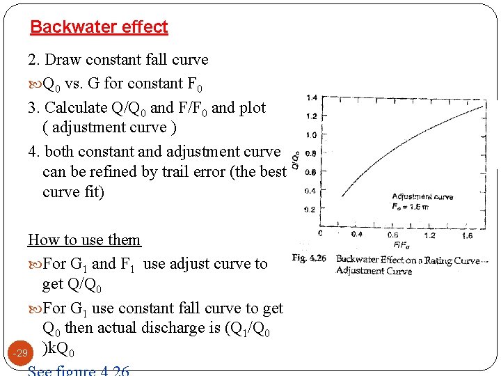Backwater effect 2. Draw constant fall curve Q 0 vs. G for constant F Backwater effect 2. Draw constant fall curve Q 0 vs. G for constant F
