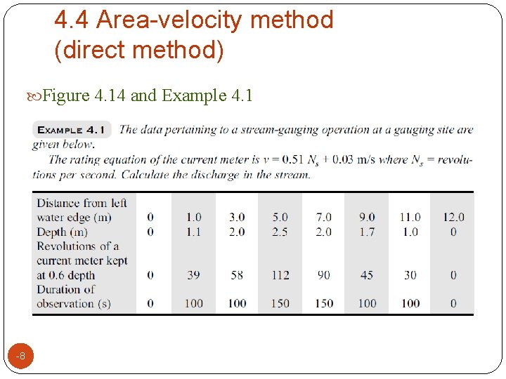4. 4 Area-velocity method (direct method) Figure 4. 14 and Example 4. 1 -8 4. 4 Area-velocity method (direct method) Figure 4. 14 and Example 4. 1 -8