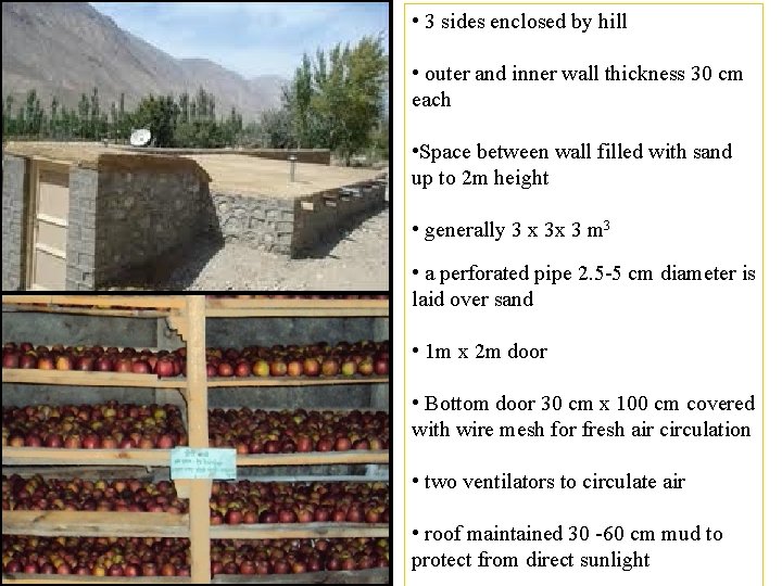 • 3 sides enclosed by hill • outer and inner wall thickness 30 • 3 sides enclosed by hill • outer and inner wall thickness 30