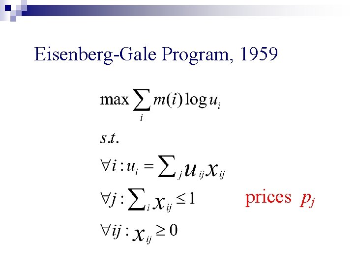 Eisenberg-Gale Program, 1959 prices pj 