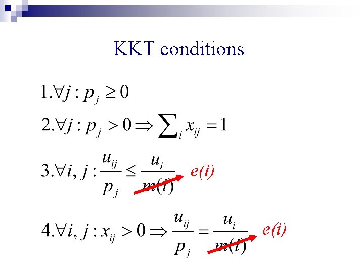 KKT conditions e(i) 