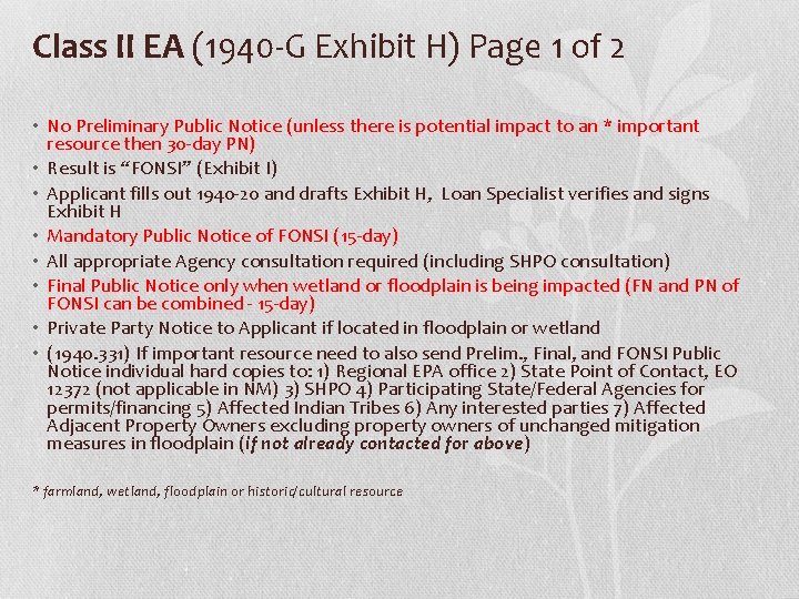 Class II EA (1940 -G Exhibit H) Page 1 of 2 • No Preliminary