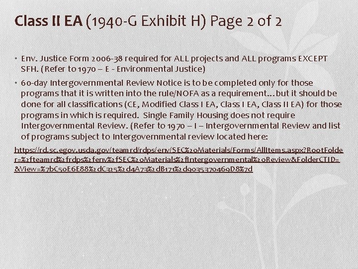 Class II EA (1940 -G Exhibit H) Page 2 of 2 • Env. Justice