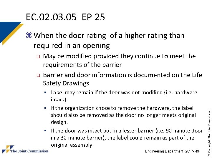 EC. 02. 03. 05 EP 25 z When the door rating of a higher EC. 02. 03. 05 EP 25 z When the door rating of a higher