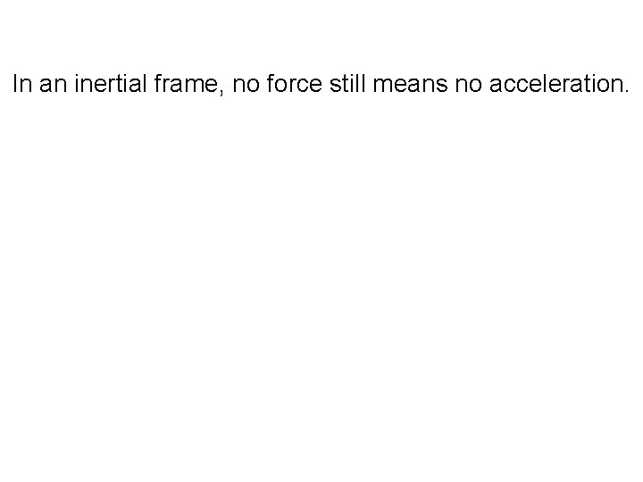 In an inertial frame, no force still means no acceleration. 