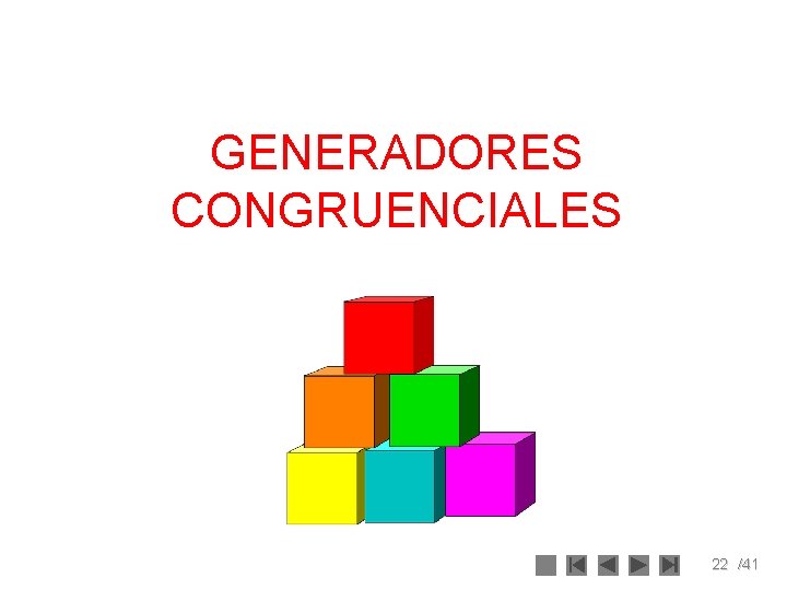 GENERADORES CONGRUENCIALES 22 /41 