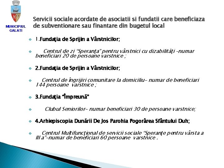 Servicii sociale acordate de asociatii si fundatii care beneficiaza de subventionare sau finantare din