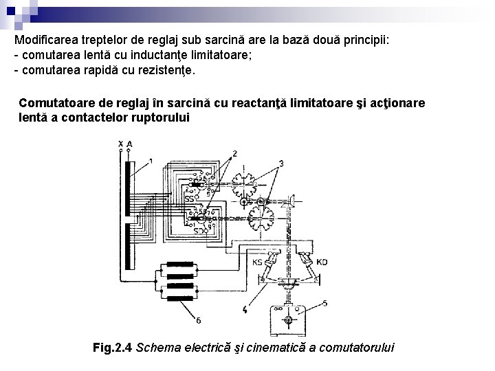 Modificarea treptelor de reglaj sub sarcină are la bază două principii: - comutarea lentă