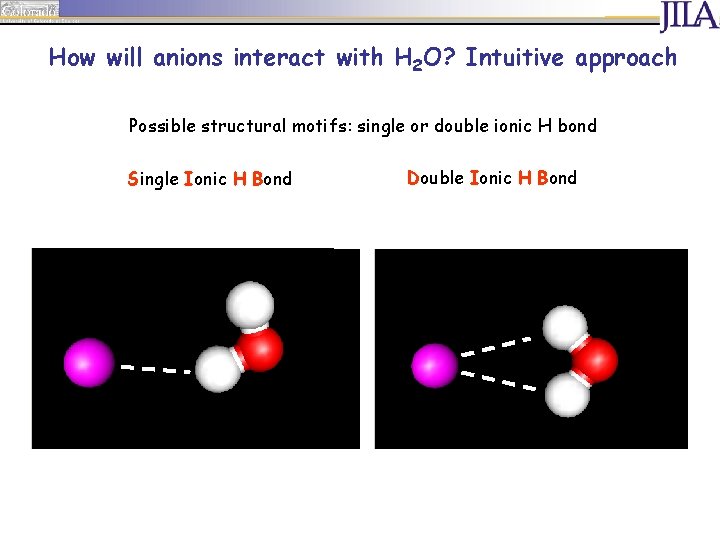 How will anions interact with H 2 O? Intuitive approach Possible structural motifs: single