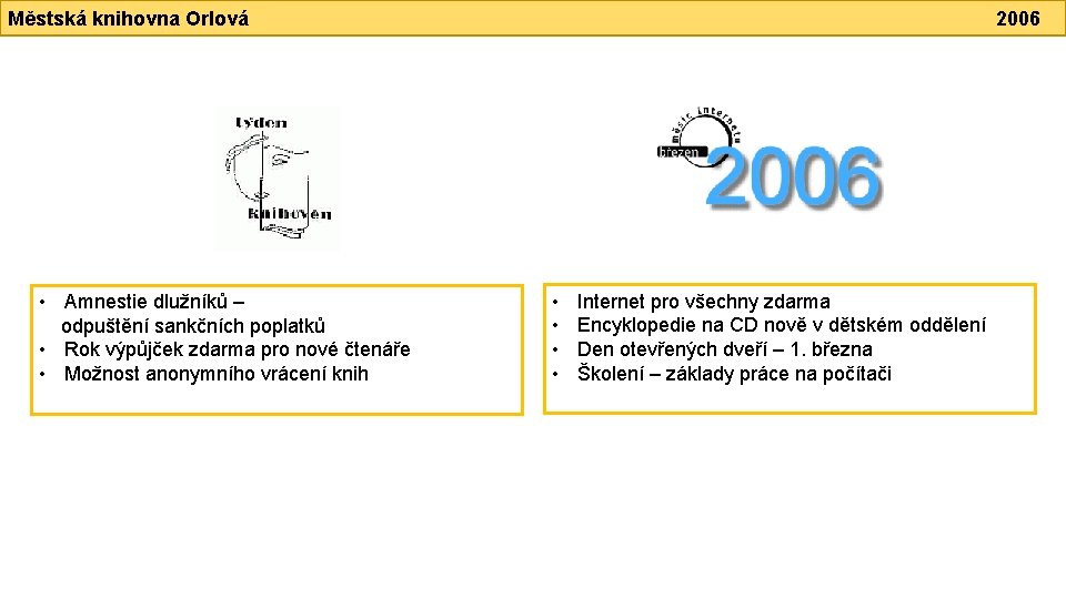 Městská knihovna Orlová • Amnestie dlužníků – odpuštění sankčních poplatků • Rok výpůjček zdarma