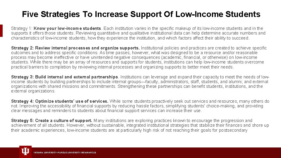 Five Strategies To Increase Support Of Low-Income Students Strategy 1: Know your low-income students.