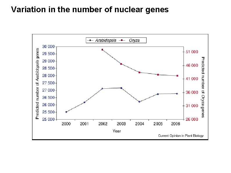 Variation in the number of nuclear genes 