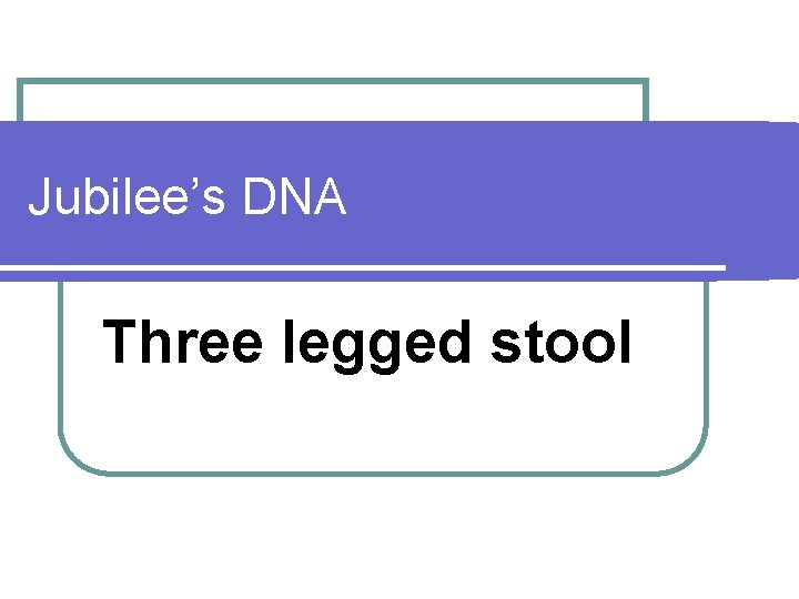 Jubilee’s DNA Three legged stool 