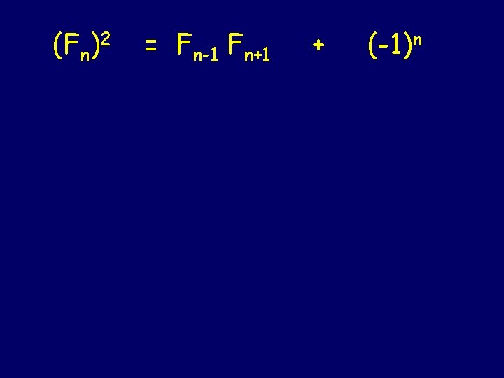 (Fn)2 = Fn-1 Fn+1 + (-1)n 