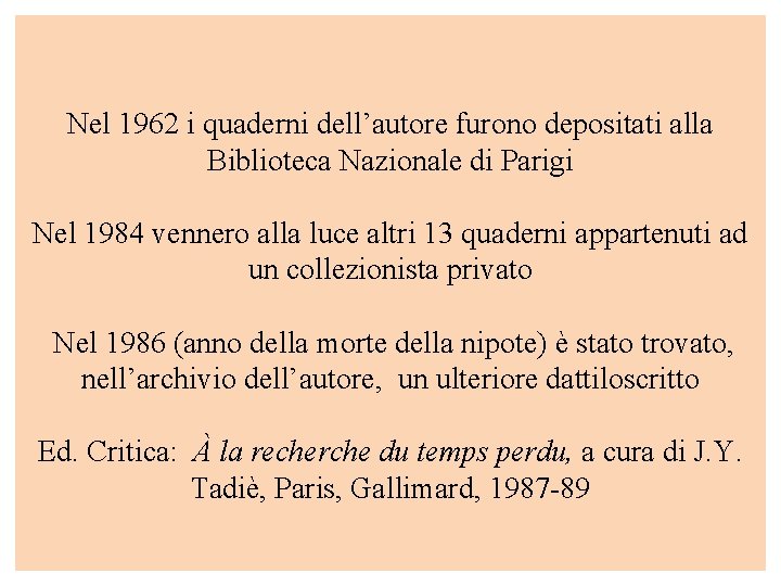 Nel 1962 i quaderni dell’autore furono depositati alla Biblioteca Nazionale di Parigi Nel 1984