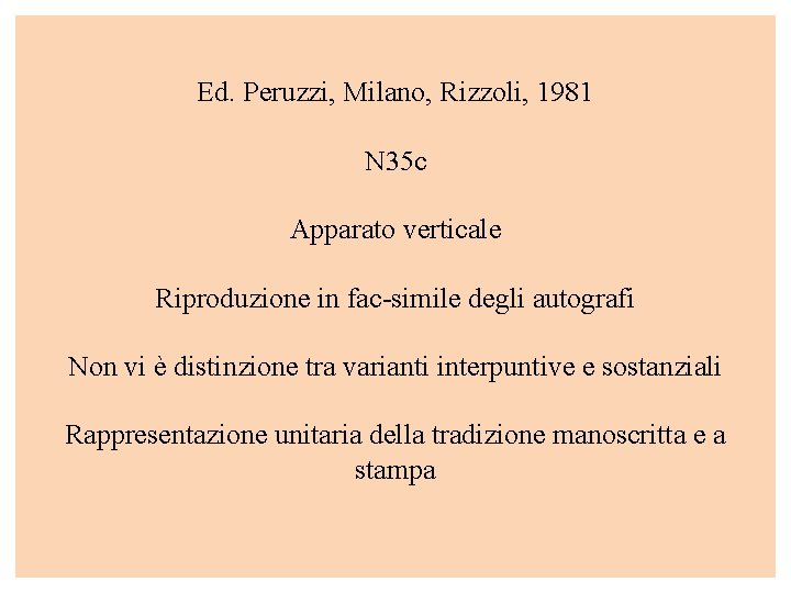 Ed. Peruzzi, Milano, Rizzoli, 1981 N 35 c Apparato verticale Riproduzione in fac-simile degli