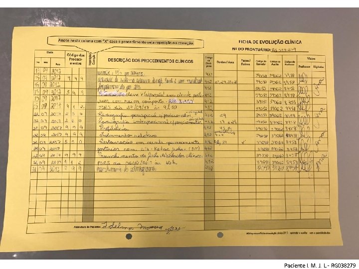Paciente I. M. J. L. - RG 038279 
