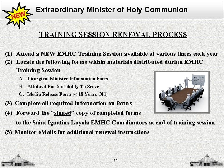 NEW Extraordinary Minister of Holy Communion TRAINING SESSION RENEWAL PROCESS (1) Attend a NEW