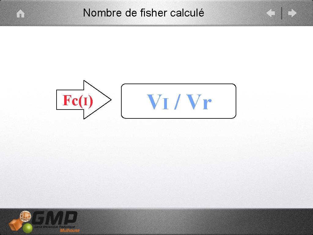  Nombre de fisher calculé Fc(I) VI / Vr 