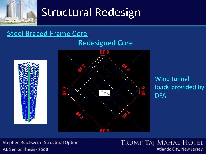 Structural Redesign Steel Braced Frame Core Redesigned Core BF 6 3 F 3 SBWF