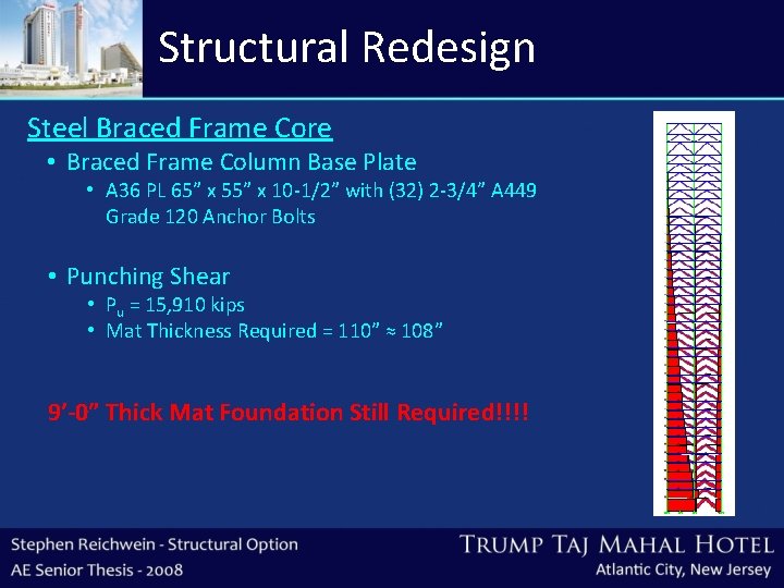 Structural Redesign Steel Braced Frame Core • Braced Frame Column Base Plate • A