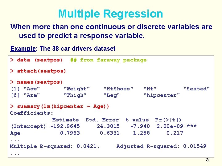Advanced Research Skills Lecture 4 Linear Models III