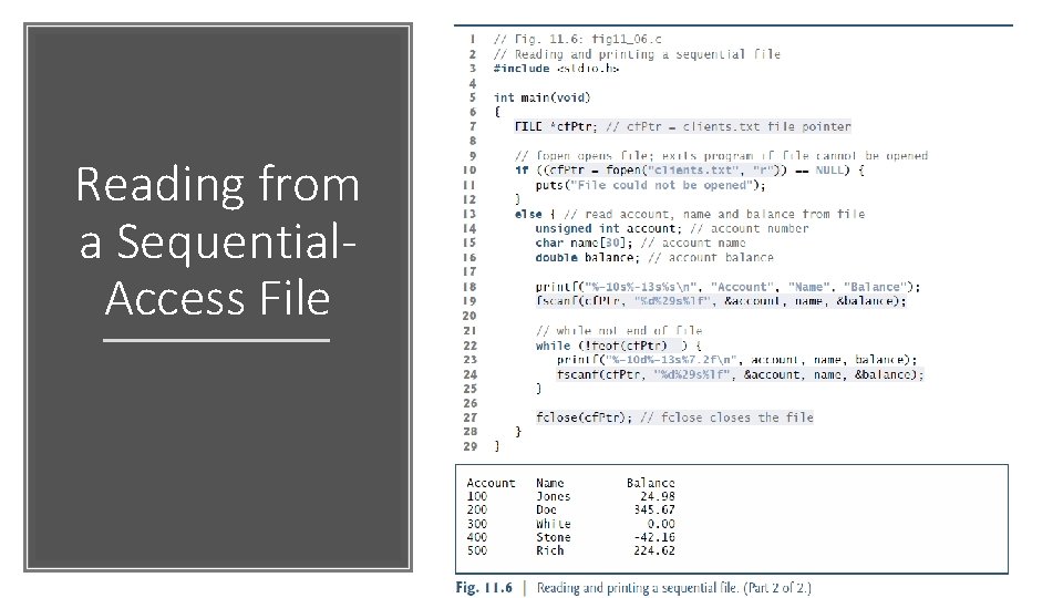 Reading from a Sequential. Access File 