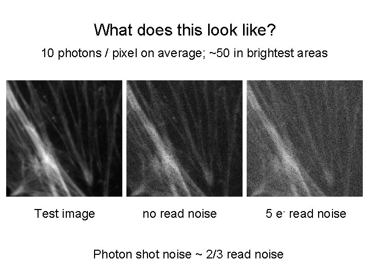 What does this look like? 10 photons / pixel on average; ~50 in brightest