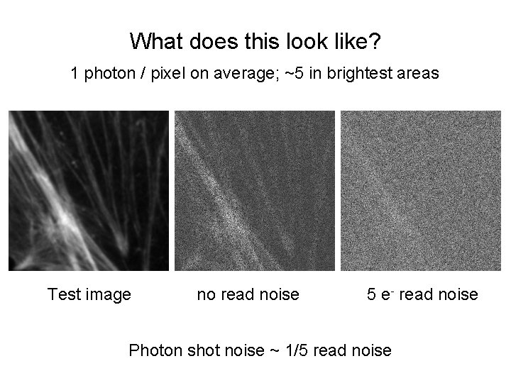 What does this look like? 1 photon / pixel on average; ~5 in brightest
