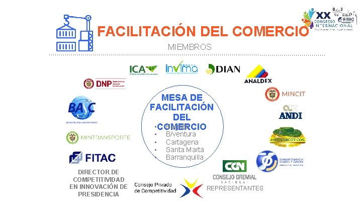 FACILITACIÓN DEL COMERCIO MIEMBROS MESA DE FACILITACIÓN DEL • COMERCIO Bogotá • • DIRECTOR FACILITACIÓN DEL COMERCIO MIEMBROS MESA DE FACILITACIÓN DEL • COMERCIO Bogotá • • DIRECTOR