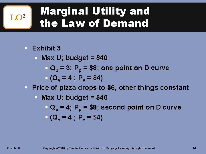 LO 2 Marginal Utility and the Law of Demand § Exhibit 3 § Max