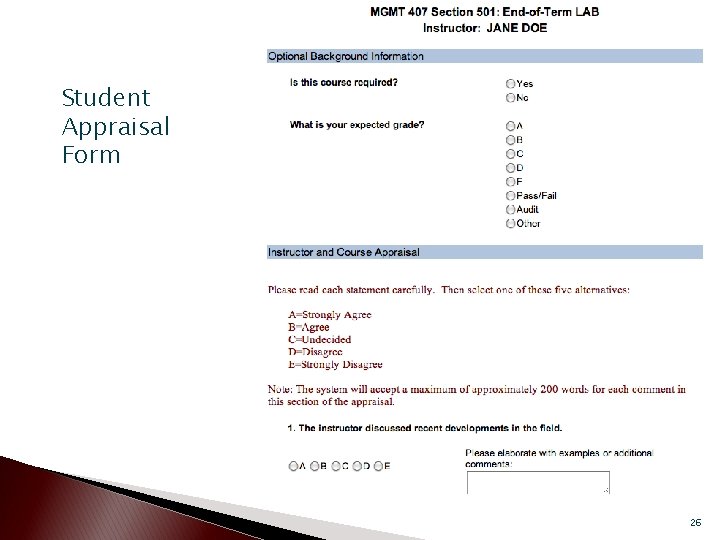 Student Appraisal Form 26 