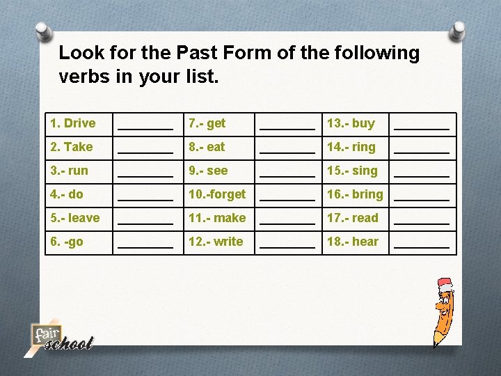 Past tense see See Verb