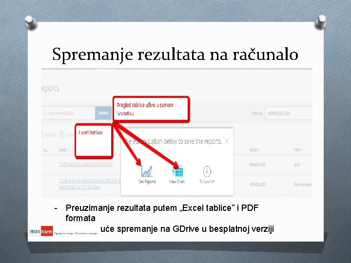 Spremanje rezultata na računalo - Preuzimanje rezultata putem „Excel tablice” i PDF formata -